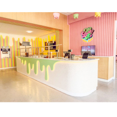 Factory ODM Corian Quartz Stone Led Gelato Ice Cream Bar Counter