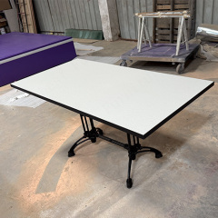 Long Solid Surface Restaurant Dining Table with Black Metal Table Leg