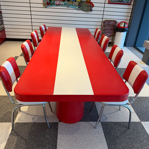 New York White and Red Corian Solid Surface Dining Table for 8 Persons