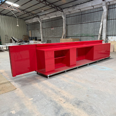 Hot Red Solid Surface Snooker Club Bar Counter and Bar Shelves