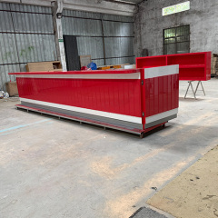 Hot Red Solid Surface Snooker Club Bar Counter and Bar Shelves