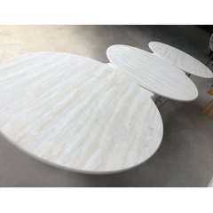 Commercial Use Corian Restaurant Cafe Table Round Italian Metal Base Dining Table