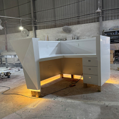 L Shaped Diamond Design Staron Stone Salon Clinic Reception Desks