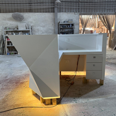 L Shaped Diamond Design Staron Stone Salon Clinic Reception Desks