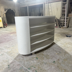 China Office Furniture Markets Hand Made Solid Surface Rounded Reception Table