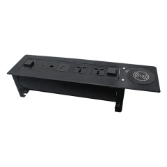 Universal Standard Power Plug With Wireless Charger Hidden Power Socket Desktop Motorized Flip Up Socket Outlet