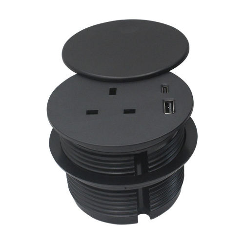 Black UK power socket for desk,British Power grommet USB socket,USBC socket