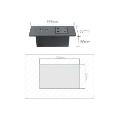 Black USBC socket Desktop USB Socket Desk Universal Panel Socket Decorative Electrical Wall Socket