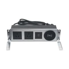 Desk-in Recessed Australian Power Socket with 2 outlets 2 USBA charging QI wireless charging Multifunctional Power sockets with wireless charging for furnitures