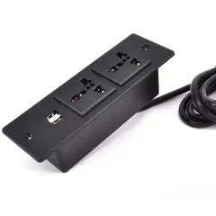 Universal Conference Recessed Power Strip Socket with USB Ports,Table Power Strip,Desktop Charging Station with 2-Outlets and 2 USB Ports