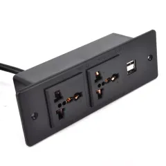 Universal Conference Recessed Power Strip Socket with USB Ports,Table Power Strip,Desktop Charging Station with 2-Outlets and 2 USB Ports