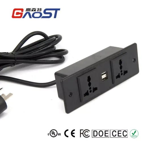Best Selling Hidden Desk Power Strip Outlets 2 Ways Universal Outlet Sockets 2 USB Ports 5V 2.1A Overload Protector Outlet