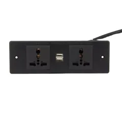 Best Selling Hidden Desk Power Strip Outlets 2 Ways Universal Outlet Sockets 2 USB Ports 5V 2.1A Overload Protector Outlet
