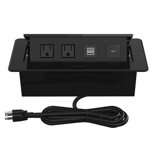 Pop-up power strip with USB C port Recessed power cord ring socket hub connection box Desktop conference room countertop pop-up