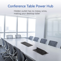 Pop-up power strip with USB C port Recessed power cord ring socket hub connection box Desktop conference room countertop pop-up