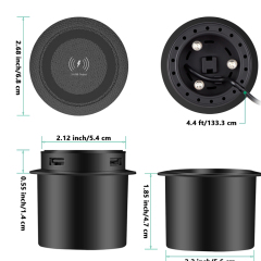 Pop Up Socket Usb Charger, Tabletop Qi Wireless Charger Hidden Sofa Wireless Charger with USB Port
