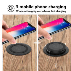 Pop Up Socket Usb Charger, Tabletop Qi Wireless Charger Hidden Sofa Wireless Charger with USB Port