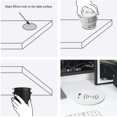 Sofa Power Grommet PD 20 W Desktop Grommet Furniture Round Wireless Charging Socket