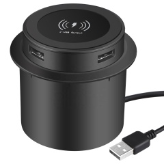 Pop Up Socket Usb Charger, Tabletop Qi Wireless Charger Hidden Sofa Wireless Charger with USB Port