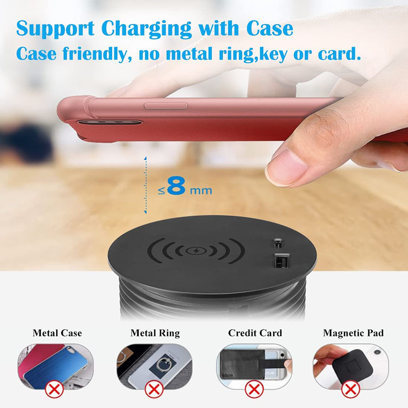 Desk Wireless Charger, Hidden Table Wireless Charging Station with USB