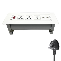 Manual Flip up rotary power socket with universal sockets USB Charging switch control