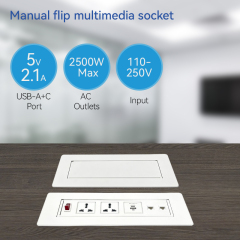 Manual Flip up rotary power socket with universal sockets USB Charging switch control