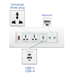 Manual Flip up rotary power socket with universal sockets USB Charging switch control