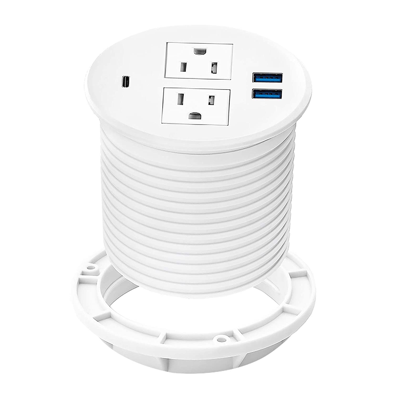 Desktop Power Grommet,Recessed Power Strip with USB Port, Desk Outlet