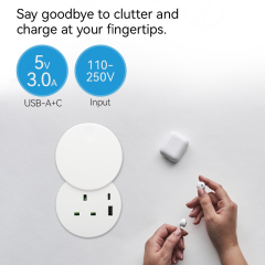 White Power Grommet UK Outlets With Cover USBA Type C Charging 80mm Hole