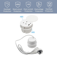 White Power Grommet UK Outlets With Cover USBA Type C Charging 80mm Hole