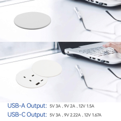 White Power Grommet UK Outlets With Cover USBA Type C Charging 80mm Hole