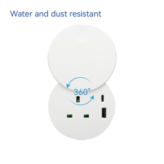 White Power Grommet UK Outlets With Cover USBA Type C Charging 80mm Hole
