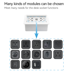 Hot sell electricity accessories table socket box ABS pop up socket wireless charger plug in the socket