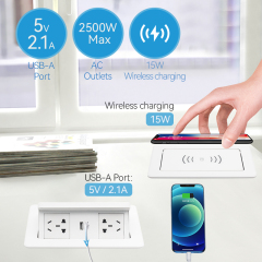 Hot sell electricity accessories table socket box ABS pop up socket wireless charger plug in the socket