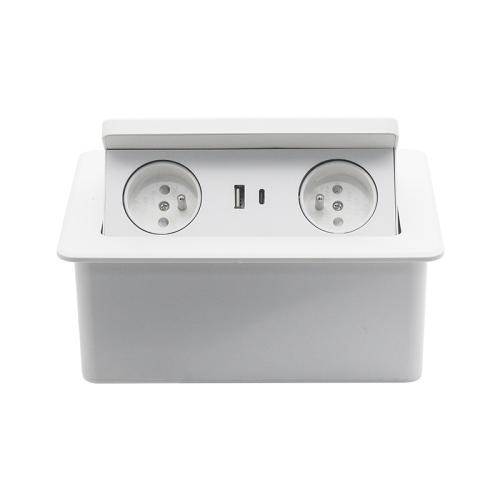 French standard electric table socket box ABS electric pop up socket wireless charger for office