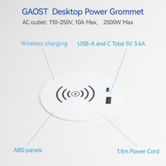 Sofa Power Grommet PD 20 W Desktop Grommet Furniture Round Wireless Charging Socket