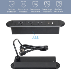 Desk moutable hidden recessed desk-in USB power strip sockets China 1.5m power cord outlet