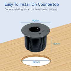 Practical European standard table Italy outlet power grommet embedded desk AC power grommet socket