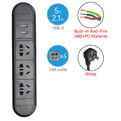 Desk moutable hidden recessed desk-in USB power strip sockets China 1.5m power cord outlet
