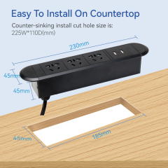 Desk moutable hidden recessed desk-in USB power strip sockets China 1.5m power cord outlet