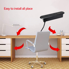 Desk moutable hidden recessed desk-in USB power strip sockets China 1.5m power cord outlet