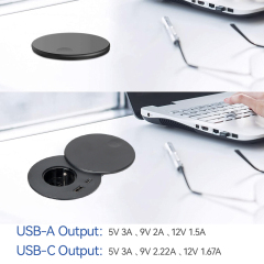 New arrival French standard black flip cover power grommet with French outlet usb a and uab c