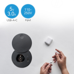 New arrival French standard black flip cover power grommet with French outlet usb a and uab c