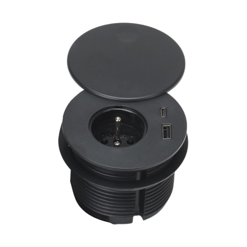 New arrival French standard black flip cover power grommet with French outlet usb a and uab c