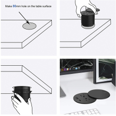 Factory German electrical grommet round desk grommet ABS desk power grommet with usb a+c