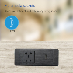 Wide compatible C14 plug metal HDMI power strip distribution unit for hotel office furniture