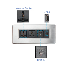 Hot sale electrical Universal Brushed Silver Rectangular Manual Rotary US Socket