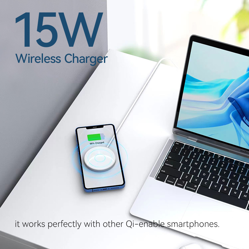 Potable 15 W Wireless Charger With Fast Charging Capability Type C For