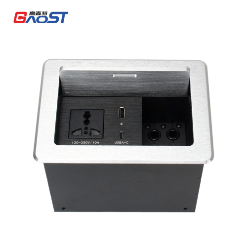 Push flip up socket Aluminum alloy installing electrical outlet office workbench embedded socket