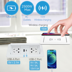 China desktop phone wireless pop up socket USB type c mobile phone universal qi wireless charger socket